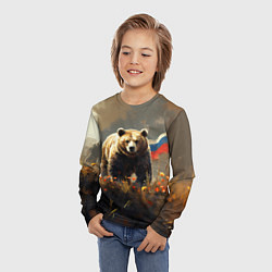 Лонгслив детский Русский медведь в поле, цвет: 3D-принт — фото 2