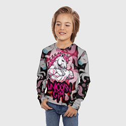 Лонгслив детский Единорог gym, цвет: 3D-принт — фото 2