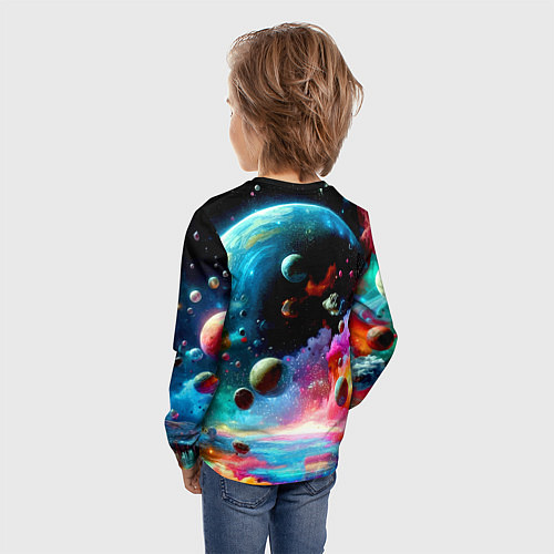 Детский лонгслив Том и Джерри летят в ракете - нейроарт / 3D-принт – фото 4