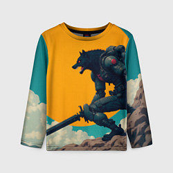 Лонгслив детский Киберчеловек-волк, цвет: 3D-принт