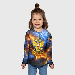 Лонгслив детский Россия герб и огонь, цвет: 3D-принт — фото 2