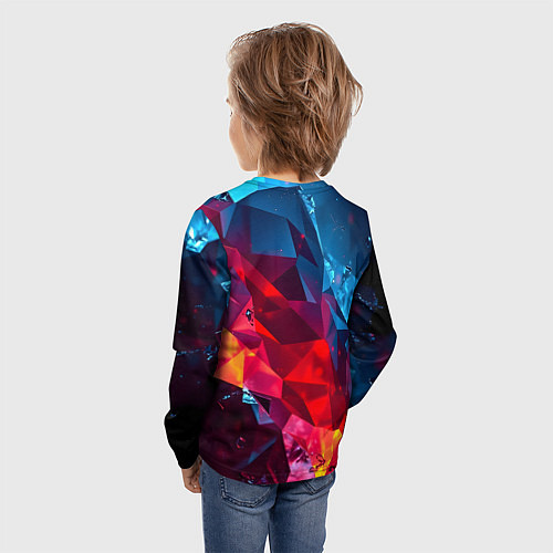 Детский лонгслив Красные и синие минералы / 3D-принт – фото 4