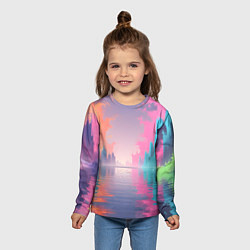Лонгслив детский Город в розовом тумане, цвет: 3D-принт — фото 2