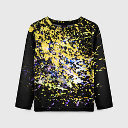 Лонгслив детский Желто синяя краска на черном, цвет: 3D-принт