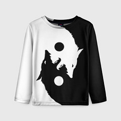Детский лонгслив Black and white wolfs