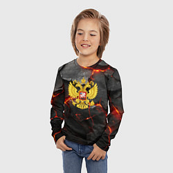 Лонгслив детский Герб России на фоне объемных плит, цвет: 3D-принт — фото 2