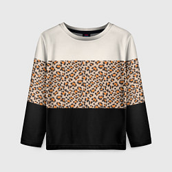 Лонгслив детский Леопардовый паттерн с черной и бежевой полосой, цвет: 3D-принт