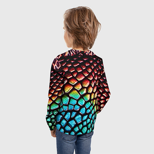 Детский лонгслив Макро кожа дракона / 3D-принт – фото 4