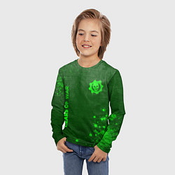 Лонгслив детский Gears of War - green gradient вертикально, цвет: 3D-принт — фото 2