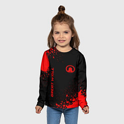 Лонгслив детский Great Wall - red gradient вертикально, цвет: 3D-принт — фото 2