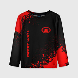 Детский лонгслив Great Wall - red gradient вертикально
