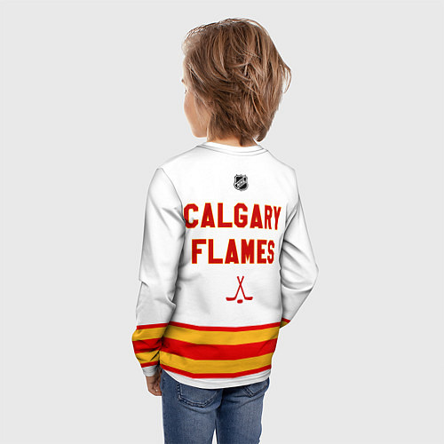 Детский лонгслив Calgary Flames - white / 3D-принт – фото 4