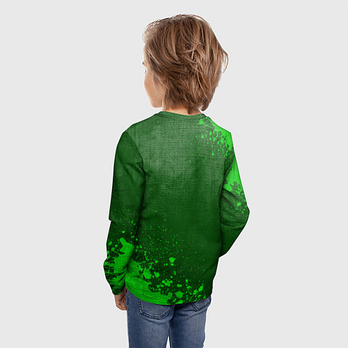 Детский лонгслив Saab - green gradient вертикально / 3D-принт – фото 4