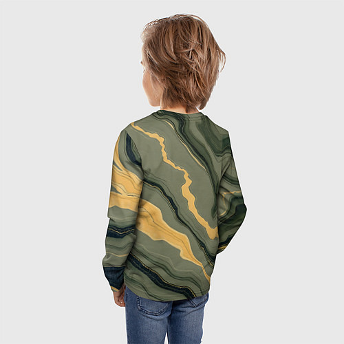 Детский лонгслив Оливковый мрамор / 3D-принт – фото 4