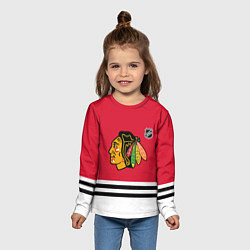 Лонгслив детский Чикаго Блэкхокс хоккей, цвет: 3D-принт — фото 2