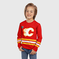 Лонгслив детский Калгари Флэймз хоккей, цвет: 3D-принт — фото 2