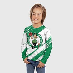 Лонгслив детский Boston Celtics white and green, цвет: 3D-принт — фото 2