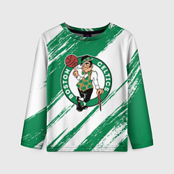 Лонгслив детский Boston Celtics white and green, цвет: 3D-принт