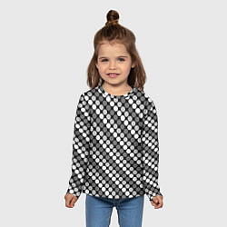 Лонгслив детский Белый серый горох на черном ретро, цвет: 3D-принт — фото 2