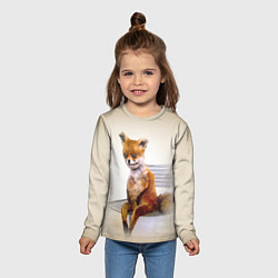 Лонгслив детский Уставший лис мем, цвет: 3D-принт — фото 2