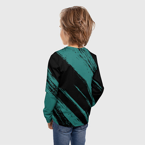 Детский лонгслив Анахайм Дакс - зеленая краска / 3D-принт – фото 4