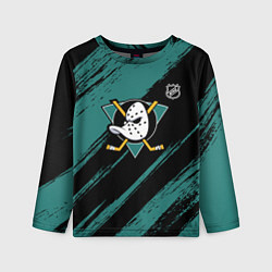 Лонгслив детский Анахайм Дакс - зеленая краска, цвет: 3D-принт