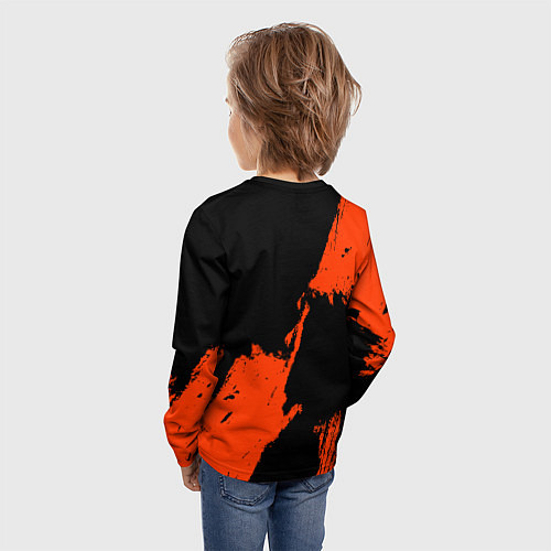 Детский лонгслив Анахайм Дакс - оранжевая краска / 3D-принт – фото 4