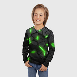 Лонгслив детский Зеленая неоновая броня, цвет: 3D-принт — фото 2