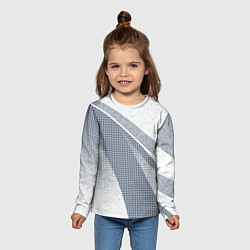Лонгслив детский Светлый серо-голубой текстурированный с полосой, цвет: 3D-принт — фото 2