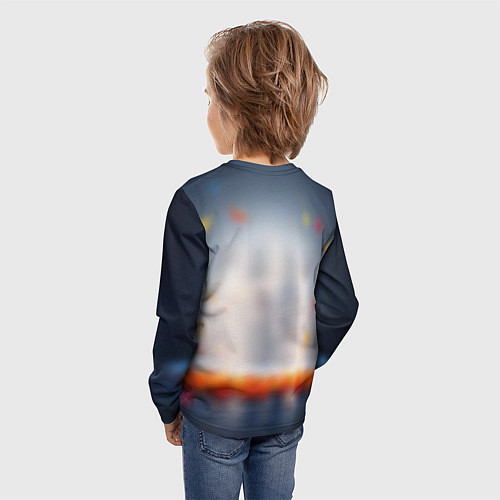 Детский лонгслив Геометрический слон и цветные полигоны / 3D-принт – фото 4