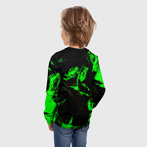 Детский лонгслив Monster energy кислотное лого огонь / 3D-принт – фото 4