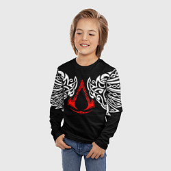 Лонгслив детский Силуэт ворона - Aссасинс Крид, цвет: 3D-принт — фото 2