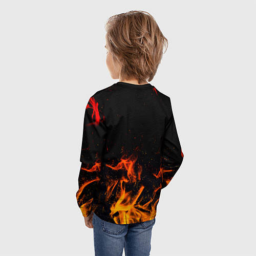 Детский лонгслив Monster energy orange fire / 3D-принт – фото 4