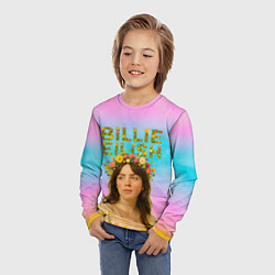 Лонгслив детский Билли Айлиш с цветочным венком на голове, цвет: 3D-принт — фото 2