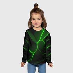 Лонгслив детский Зеленая текстура с неоном, цвет: 3D-принт — фото 2