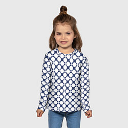 Лонгслив детский Серо-белый узор в клетку и горох ретро, цвет: 3D-принт — фото 2