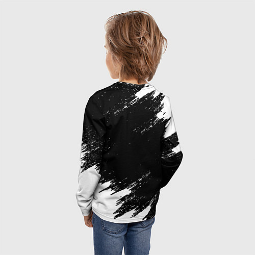 Детский лонгслив Monster energy краски штрихи белые / 3D-принт – фото 4