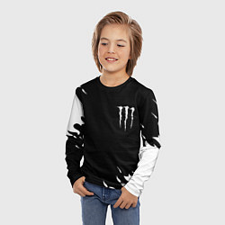 Лонгслив детский Monster energy fire white, цвет: 3D-принт — фото 2