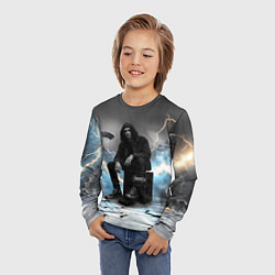 Лонгслив детский Bones на фоне молний, цвет: 3D-принт — фото 2