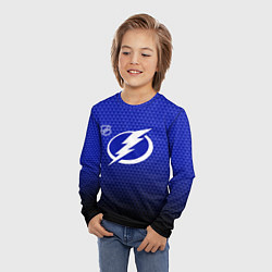 Лонгслив детский Тампа Бэй Лайтнинг - синий градиент, цвет: 3D-принт — фото 2