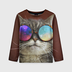 Лонгслив детский A Cat with multicolored glasses, цвет: 3D-принт