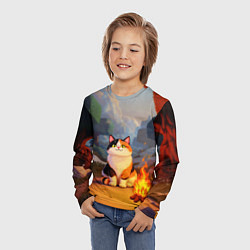 Лонгслив детский Котик в кубическом мире, цвет: 3D-принт — фото 2