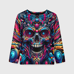 Лонгслив детский Colorful cyber skull - pattern, цвет: 3D-принт