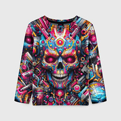 Лонгслив детский Art cyber skull - ai art fantasy, цвет: 3D-принт