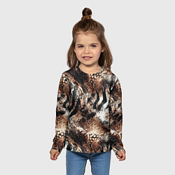 Лонгслив детский Змеиная кожа и полоски зебры микс - сафари паттерн, цвет: 3D-принт — фото 2