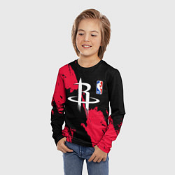 Лонгслив детский Хьюстон Рокетс - брызги краски, цвет: 3D-принт — фото 2