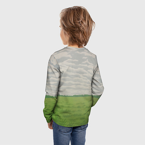 Детский лонгслив Капибара с апельсином на кресле / 3D-принт – фото 4