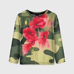 Лонгслив детский Камуфляж с маками, цвет: 3D-принт
