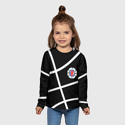 Лонгслив детский Клипперс - текстура черного мяча, цвет: 3D-принт — фото 2