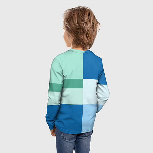 Детский лонгслив Мятное небо колор-блок / 3D-принт – фото 4